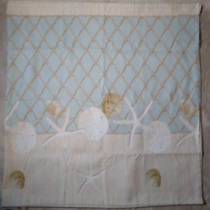 Shower Curtain - Beach Theme - Blue & Tan - New